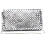 Silver Mirror Chain Clutch Bag