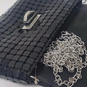 Silver Mirror Chain Clutch Bag