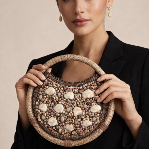 Seashell Embellished Round Handbag for Women