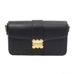 Black Structured Flap Chain Shoulder Bag for Women