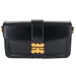 Black Structured Flap Chain Shoulder Bag for Women