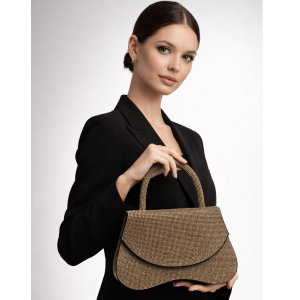 Gold Crystal Embellished Party Handbag for Women